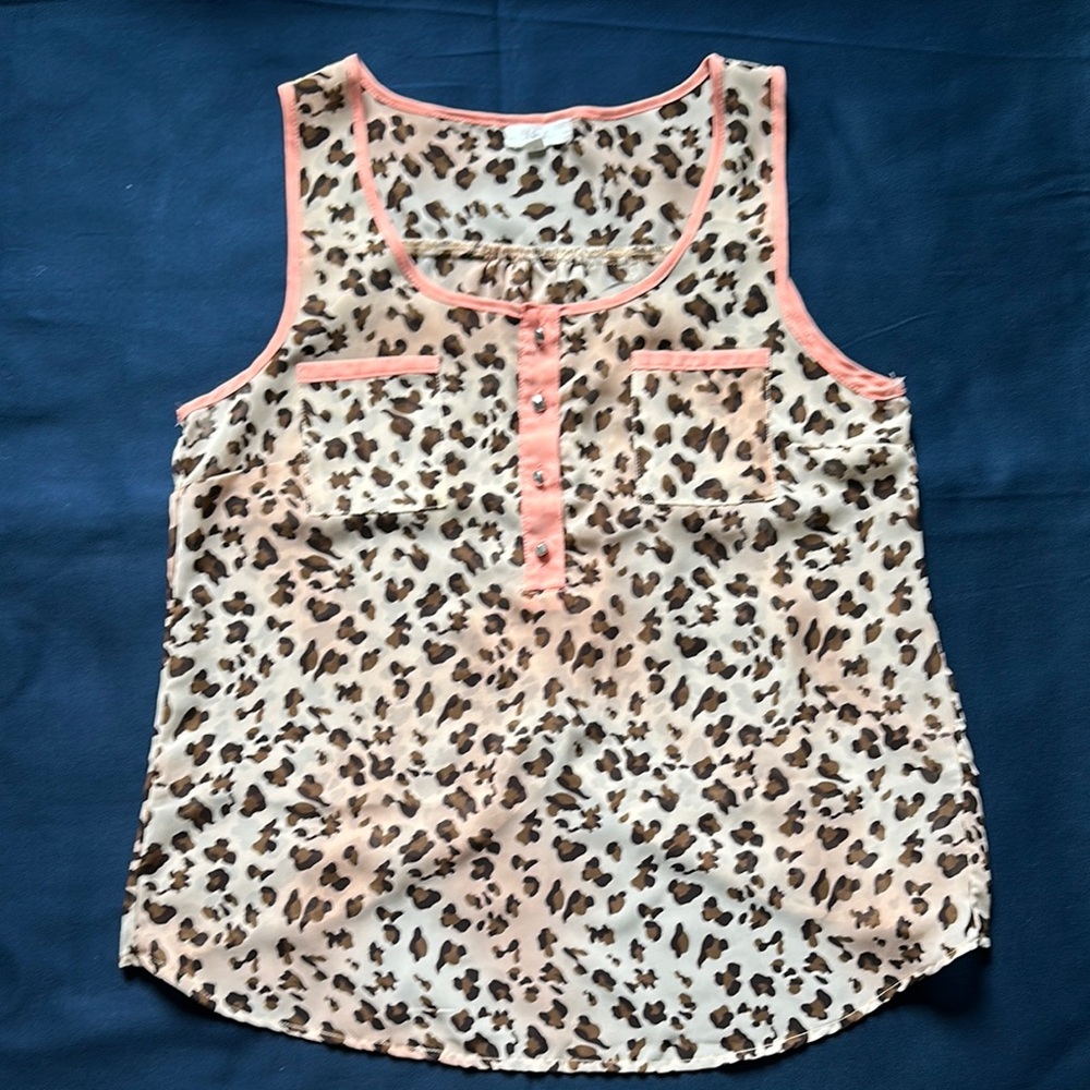 Edge Leopard Print Tank Top with Pink Trim